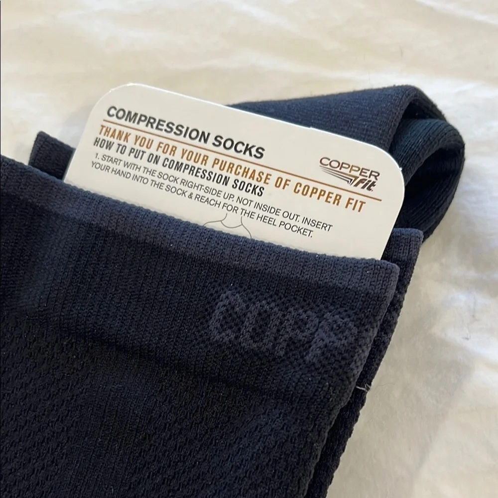 Copper Fit Black Athletic Energy Compression Socks Unisex Great for Travel!